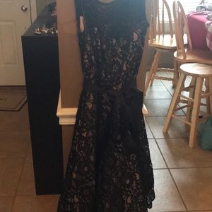 David’s Bridal Betsy & Adams Black/Nude Lace Dress